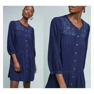 Anthropologie DUBOIS EMBROIDERED pleated TUNIC DRESS size 6